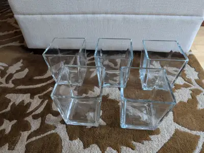 Five 6" Square Glass Heavy Vase/Candle Holders, View more