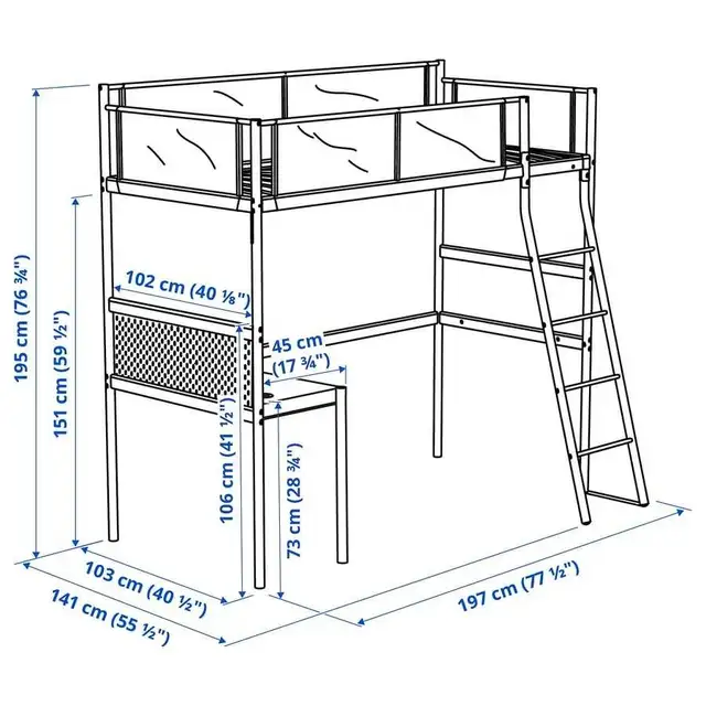 lit mezzanine avec bureau  in Beds & Mattresses in City of Montréal - Image 3