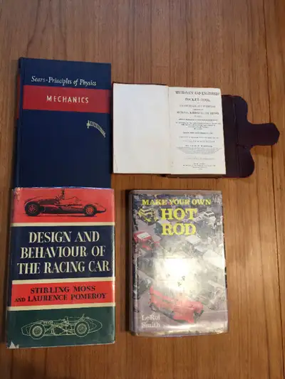 Many auto-related books from 1920 and older to recent. Some vintage auto books. Including, Design an...