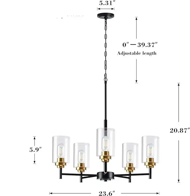 NEW - 5 Lights Modern Glass Chandelier in Indoor Lighting & Fans in Kitchener / Waterloo - Image 3