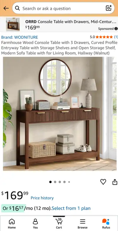 SEALED: Wood Table 3 Drawers Curved Profile Storage Shelves, View more