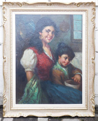 Large original oil painting "Mother and Child" by Dorini