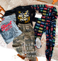 boy 3 T clothes Train pjs, pants, tops