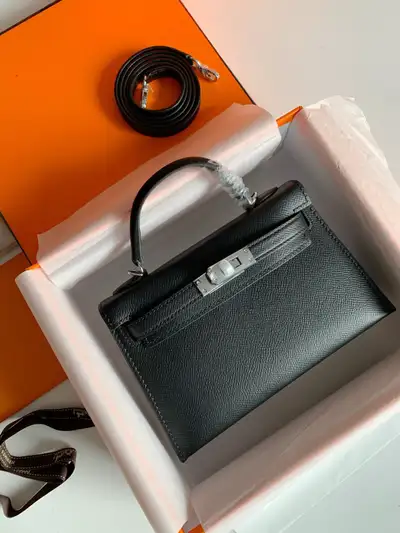 New Hermes Black Epsom Leather Mini Kelly Purse Crossbody Bag, View more
