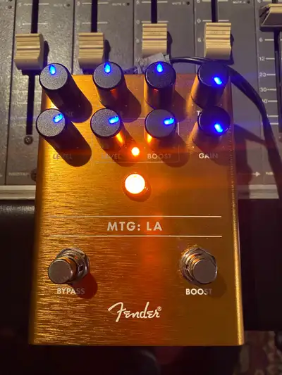 Fender MTG LA Tube Distortion Pedal. 6205 preamp tube with Tone, Treble, Bass and Tight controls. Th...