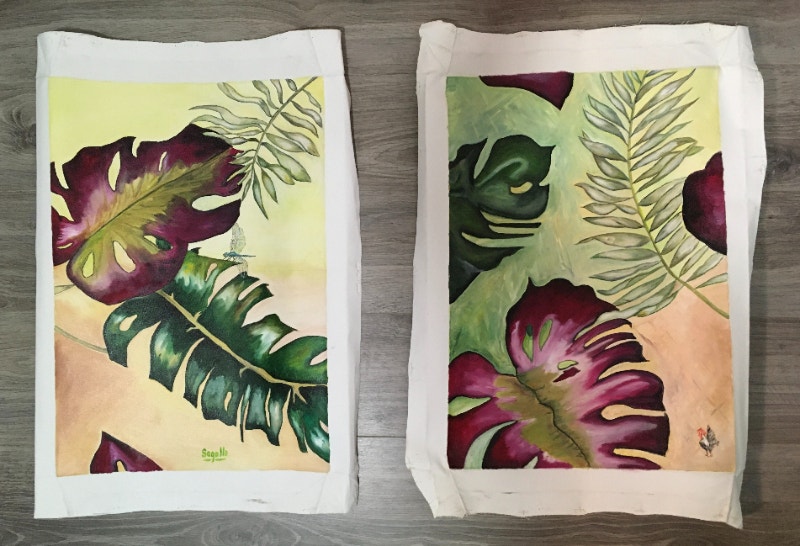 Two oil paintings HEIGHT 50cms/19.69" x WIDHT 35cms/13.78 Arts