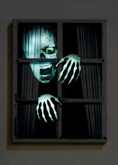 Rustic-style "LED SKELETON WALL PRINT" canvas measures 15.8" H x 11.8" W x 0.7" D. Batteries require...