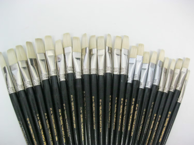 Assortment of 25 pcs Artist Brushes White Bristle for oil and acrylic 5pcs of each #14-16-18-20-22 5...