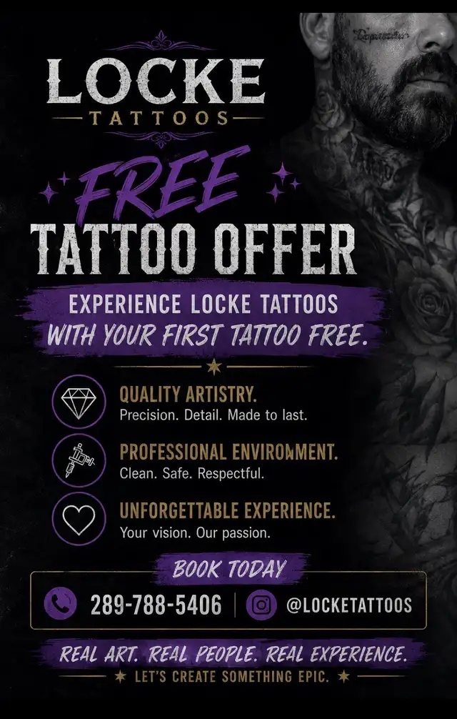 hi im looking to tattoo somethis weekend 289-788-5406 