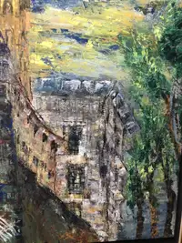 Abstract European Courtyard Oil Painting + Private Art Sale