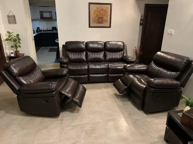 Leather Reclining Sofa and Chair Set