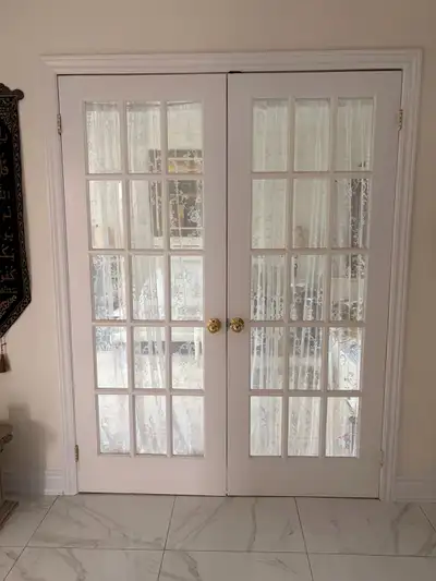 I am selling a set of interior double glass doors, each measuring 60x80 inches, along with a single...