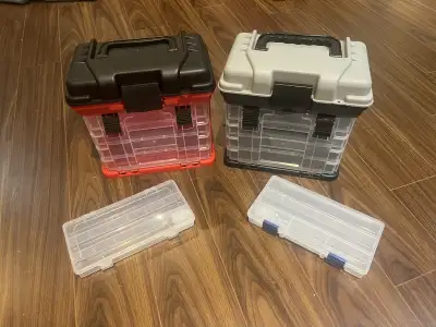 Both of these tackle boxes/ tool boxes are in great shape, and have many compartments and drawers. I...