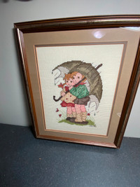 Vintage Handmade Counted Cross Stitch Hummel - Stormy Weather