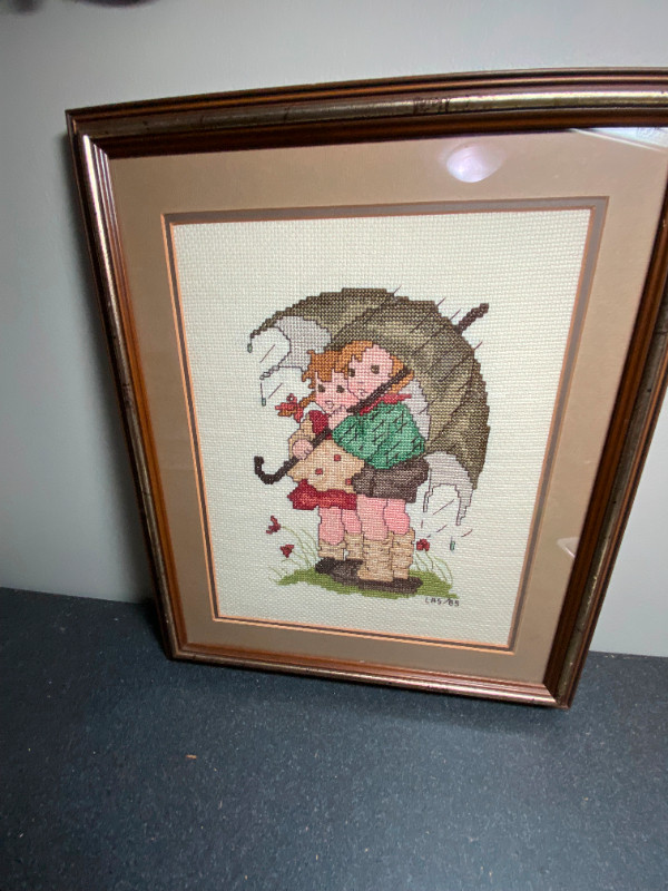 Vintage Handmade Counted Cross Stitch Hummel - Stormy Weather in Arts & Collectibles in Sarnia