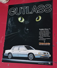 1987 OLDSMOBILE CUTLASS CIERA RETRO AD WITH BLACK CAT