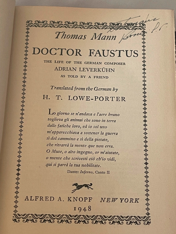 VINTAGE, Doctor Faustus Thomas Mann 1st American Edition 1948 dans Ouvrages de fiction  à Ville de Montréal - Image 3