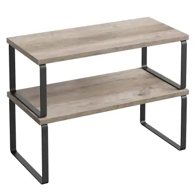 Expandable Stackable Kitchen Shelves - 2-Pack Metal & Wood, Spic, View more