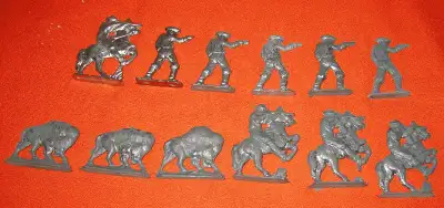 LEAD TOY FIGURES 12 Western Cowboy - Rare Antique -Lot 07-, View more