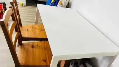 IKEA Dining Table and Two wooden Chairs, View more