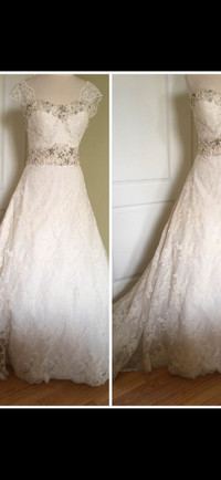 Mori Lee lace , strapless,wedding dress