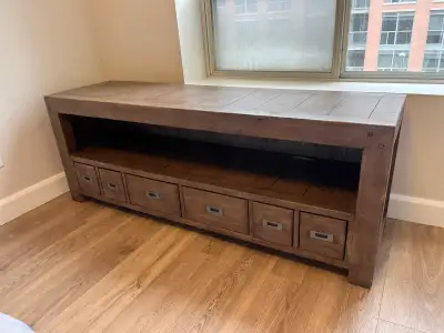Real Reclaimed Wood Media Console / Low Credenza Storage Unit, View more