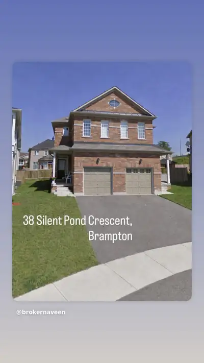 Looking For A Family Whole Home for Lease in Brampton $2700 per month Welcome to 38 Silent Pond Cres...
