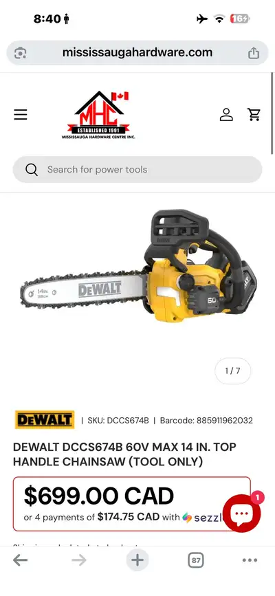 DeWalt 60V Chainsaw, View more