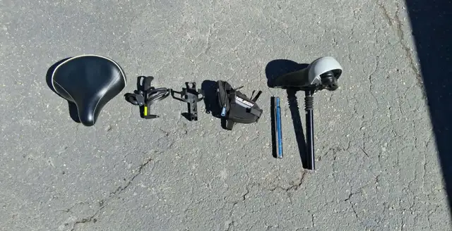 Various BIKE PARTS - Bike Seat, Bike Water Bottle Holder, etc.