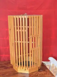 Cage d'oiseaux unique, en bois, faite à la main