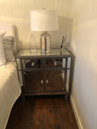 Two Drawer Mirrored Cabinet 