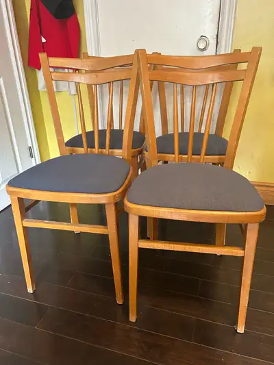 Set of 4 vintage mid century modern Drevounia dining chairs, View more