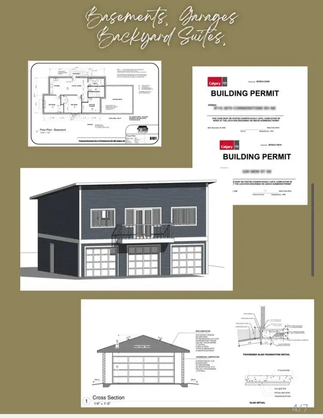 PERMIT DRAWINGS FOR BASEMENTS,  GARAGE SUITES ONLY 