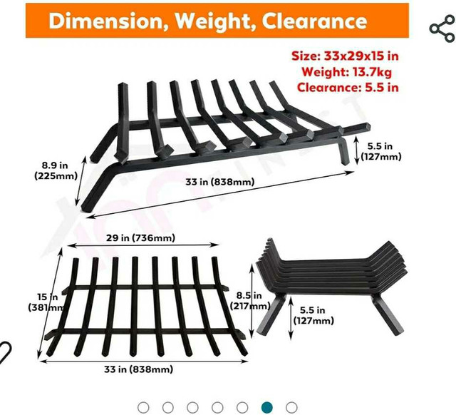 New 8 Bar Fire Grates in Other in Oshawa / Durham Region - Image 2