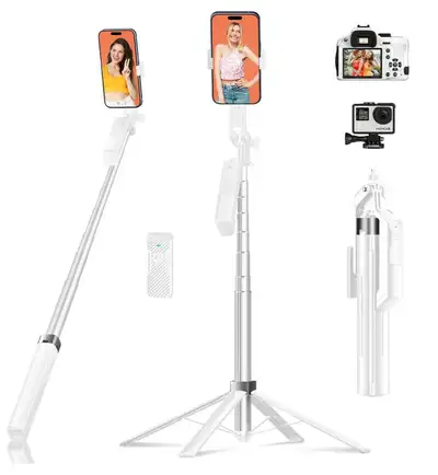 Funxee Extendable Selfie Stick & Tripod, Remote Control, 2 LEDs, View more