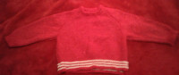 Toddlers Baby Sweater 13 Sparkling Red with White Stripes