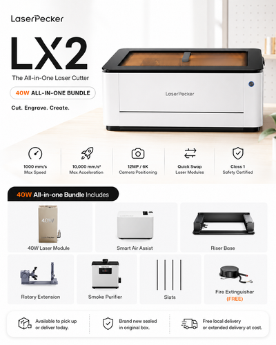 LaserPecker LX2 40W Laser Cutter/Engraver All-in-One Bundle, View more