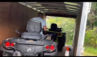 Enclosed trailer perfect for atvs snowmobile or heavy equipment 8x 23’ drive in drive out. 2 ramp do...