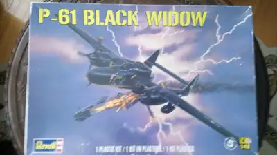 AIRPLANE MODEL OF P-61 BLACK WIDOW, 1/48, UNTOUCHED REVELL KIT., View more