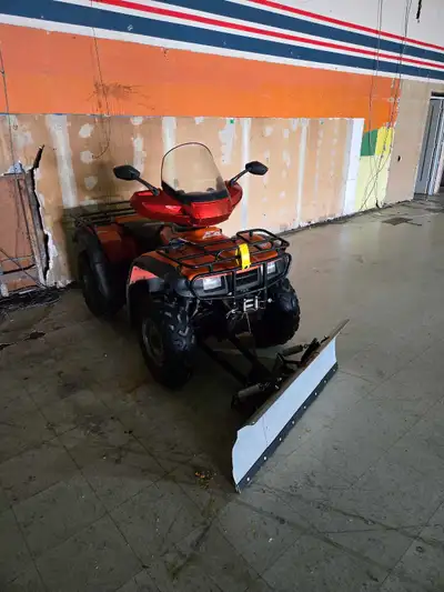 No trades, 2003 footshift, has nice back seat, new plow and has papers. Nice unit just need the room...