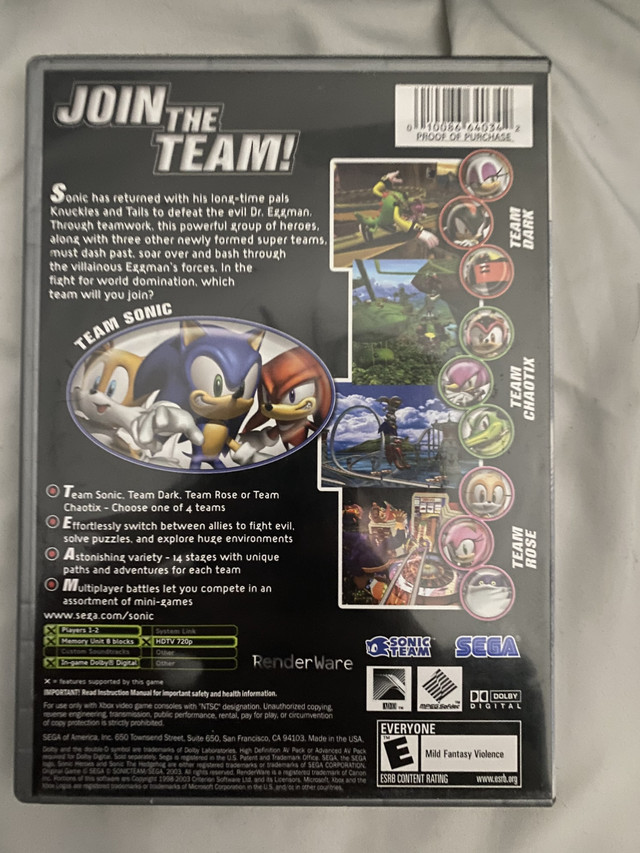 Xbox - Sonic Heroes dans XBOX 360  à Longueuil/Rive Sud - Image 2