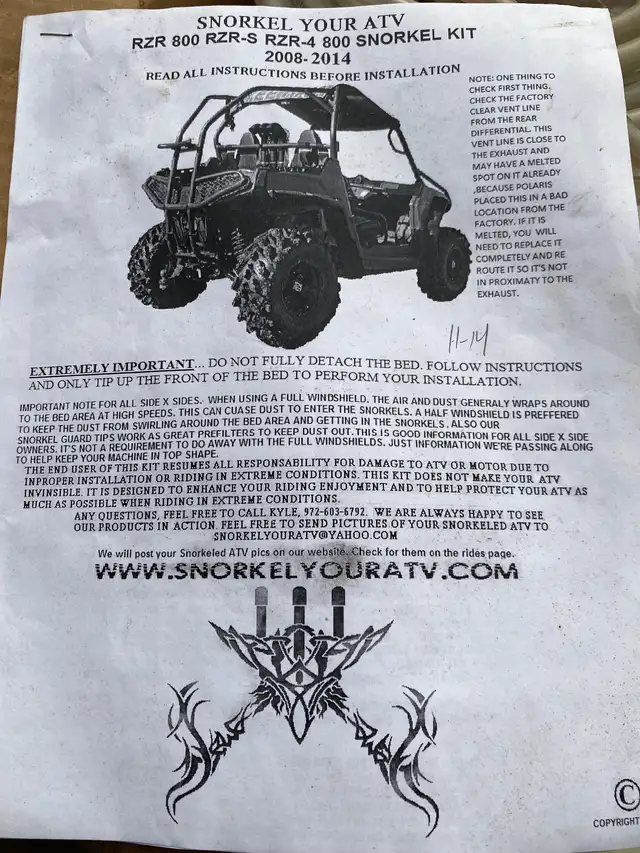 Polaris rzr snorkel kit in Other in Sudbury - Image 2