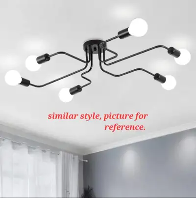 Industrial Sputnik Modern Curved Squared 6-Lights Fixture Chande, View more