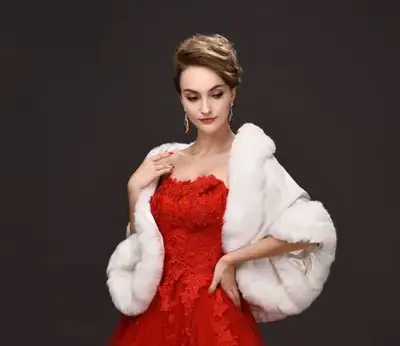 White or Ivory Velour & Fur Capes Stoles Short Coats S, M, L, XL, View more