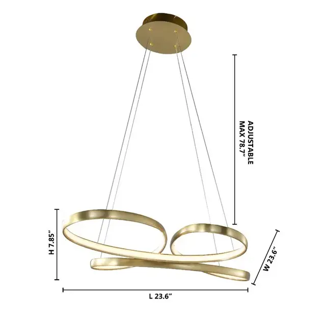 Egremt Gold LED Chandelier With White Acrylic Diffuser in Indoor Lighting & Fans in Ottawa - Image 4