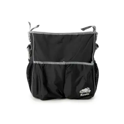 NEW with tags…nylon diaper bag with iconic roots logo in black…ultimate organization…main compartmen...