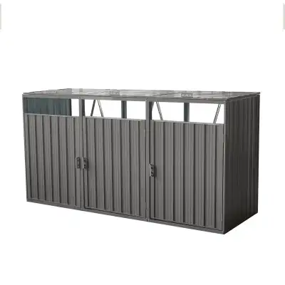 Garbage Bin Shed Stores 3 Trash Cans Metal Outdoor Bin Shed For, View more