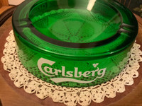 Vintage Carlsberg Green Glass Ashtray