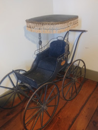 Wooden Wheeled Baby Carriage