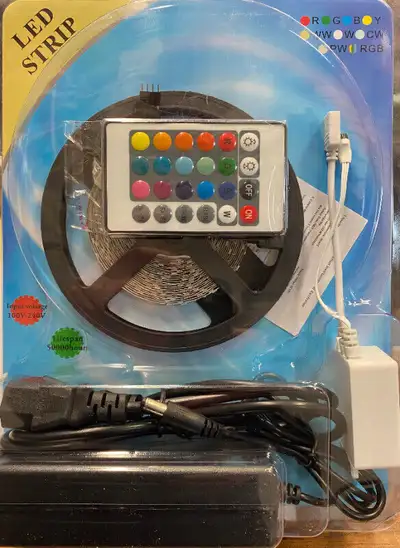-(PIC 1)$29.95 *BNIB* - 5 Meter RGB LED Tape w IR Remote LED density: 60 LED's per Meter Total Lengt...